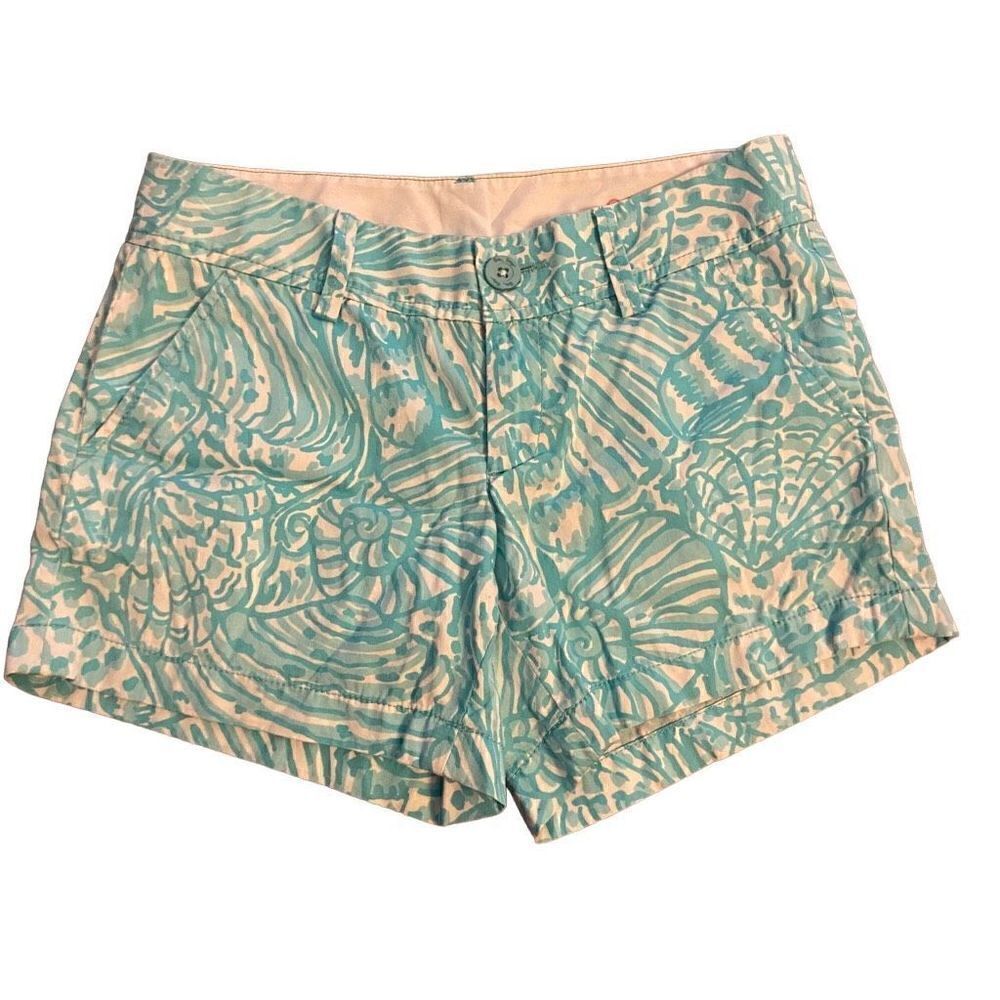 Lilly Pulitzer The Callahan Shorts in Shorely Blue Sea Cups Sz 2 Blue Seashells